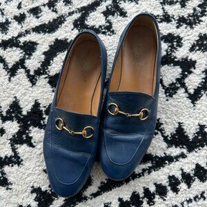 Gucci Woman’s Leather Jordaan Loafers in Blue Size 39